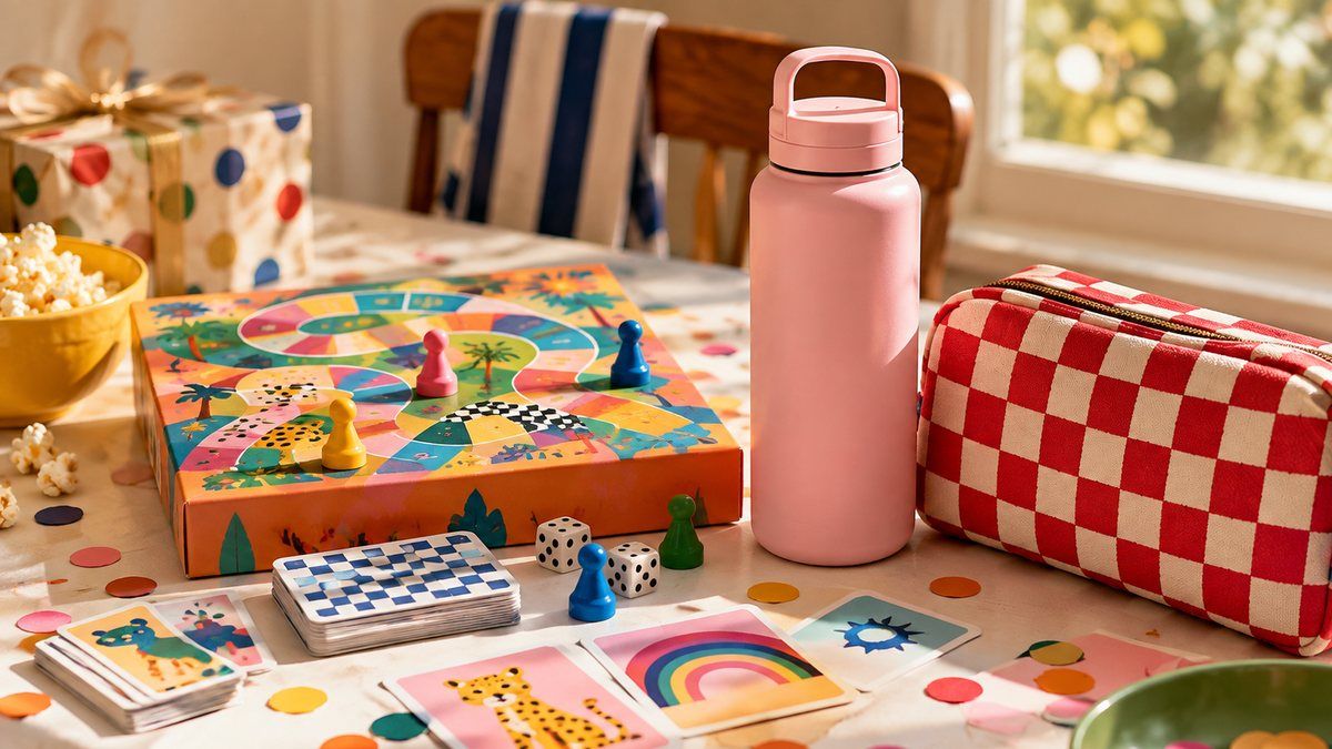 A colorful game beside a beautiful practical object