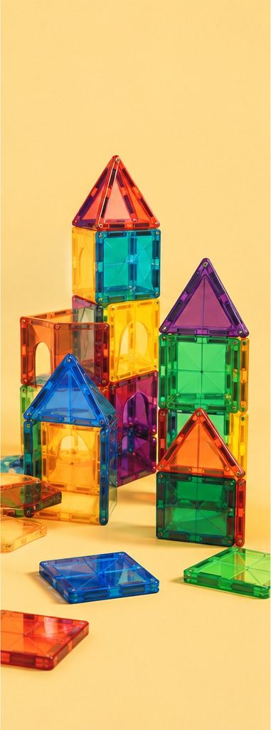 Colorful magnetic building tiles